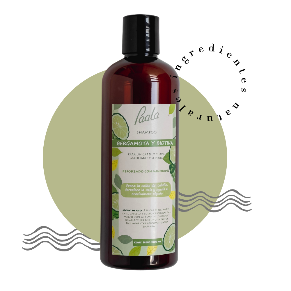 Shampoo de Bergamota y Biotina con MINOXIDIL 500 ml Paola Skincare