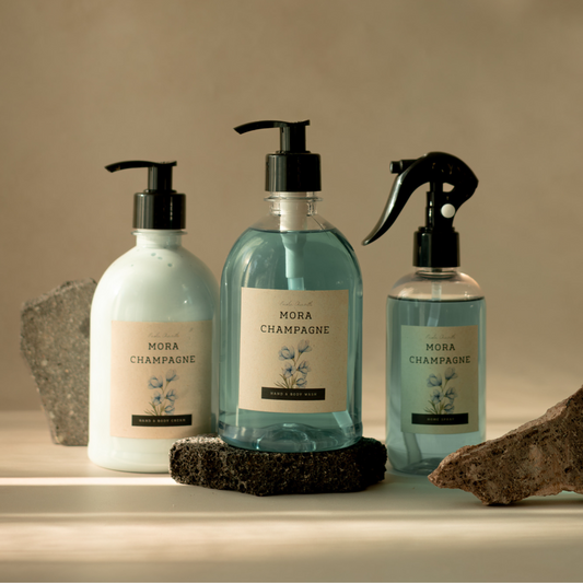 Kit tocador de baño aroma Mora Champagne