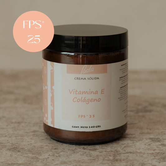 Crema Sólida de Vitamina E, Colágeno y FPS* 25 240 grs
