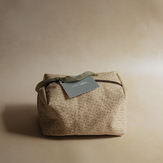 Cosmetiquera Flores Beige